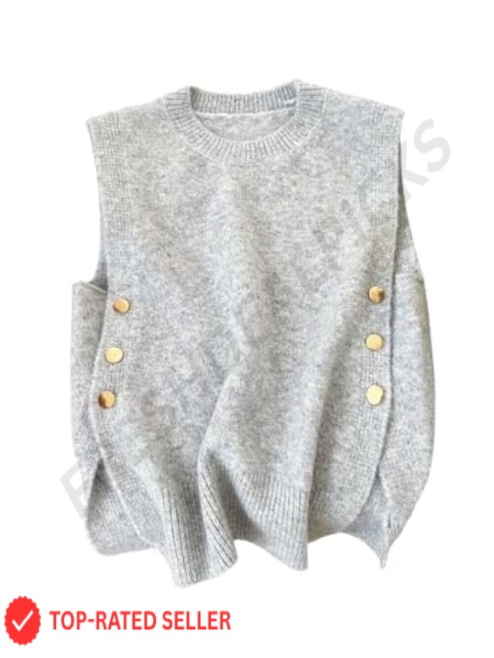 Polyester Sweater Vest Sleeveless Crew Neck Casual Knit Tank Top